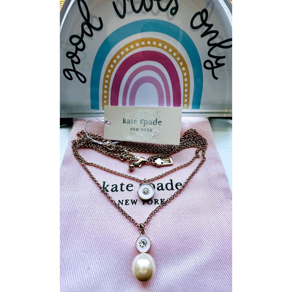 NEW Kate Spade Pearly Delight Pendant Necklace, Rose Gold Plated